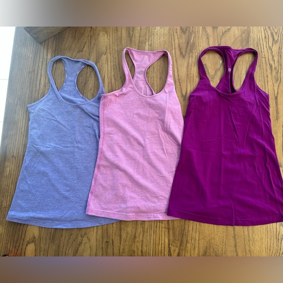 lululemon athletica Tops - Lululemon Tank Bundle of Three Pink Purple Workout Tops Athletic Approx Sz 4 - 6